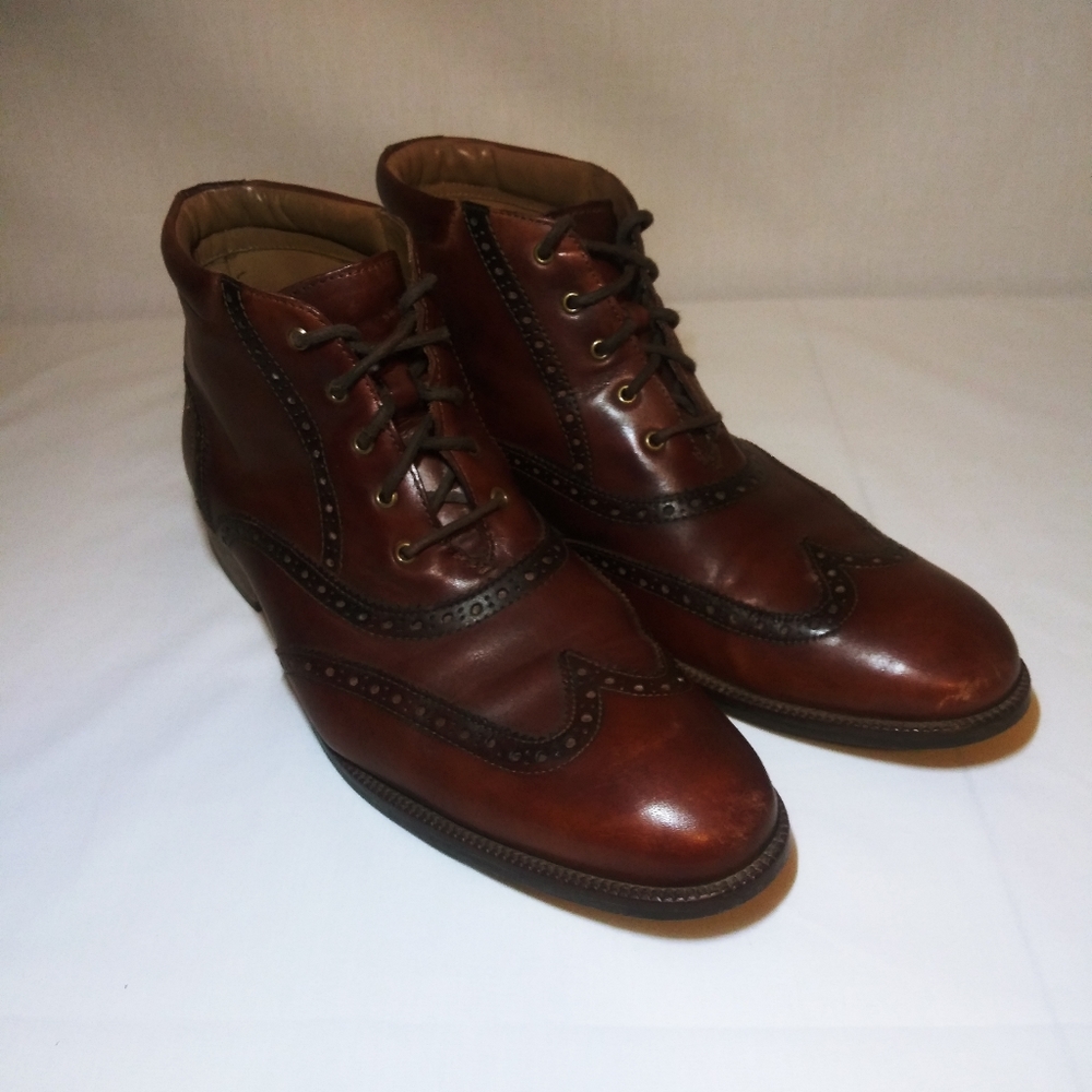 Cole Hann Mens Brown Leather Brouge Boots